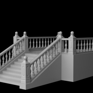 مدل سه بعدل پله کلاسیک چوبی